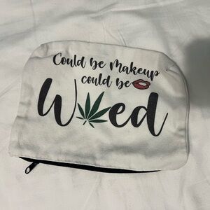 White Makeup Pouch with Black Zipper